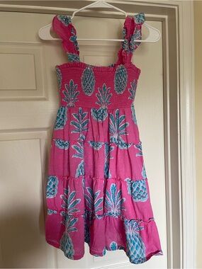 crown & ivy Pink Sundress with Blue Pineapple Motif